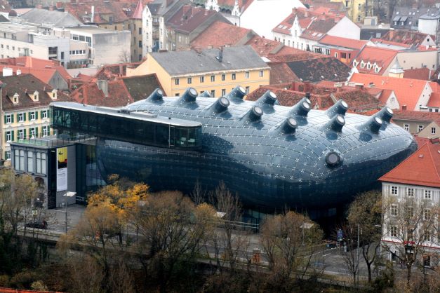 Graz Kunsthaus vom Schlossberg 20061126  © Marion Schneider & Christoph Aistleitner 