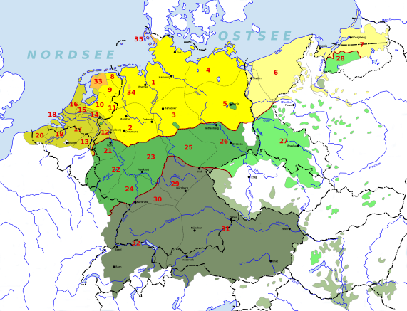 Darstellungskarte des deutsch-niederländischen Sprachraumes nach Werner König  © Hardcore Mike 